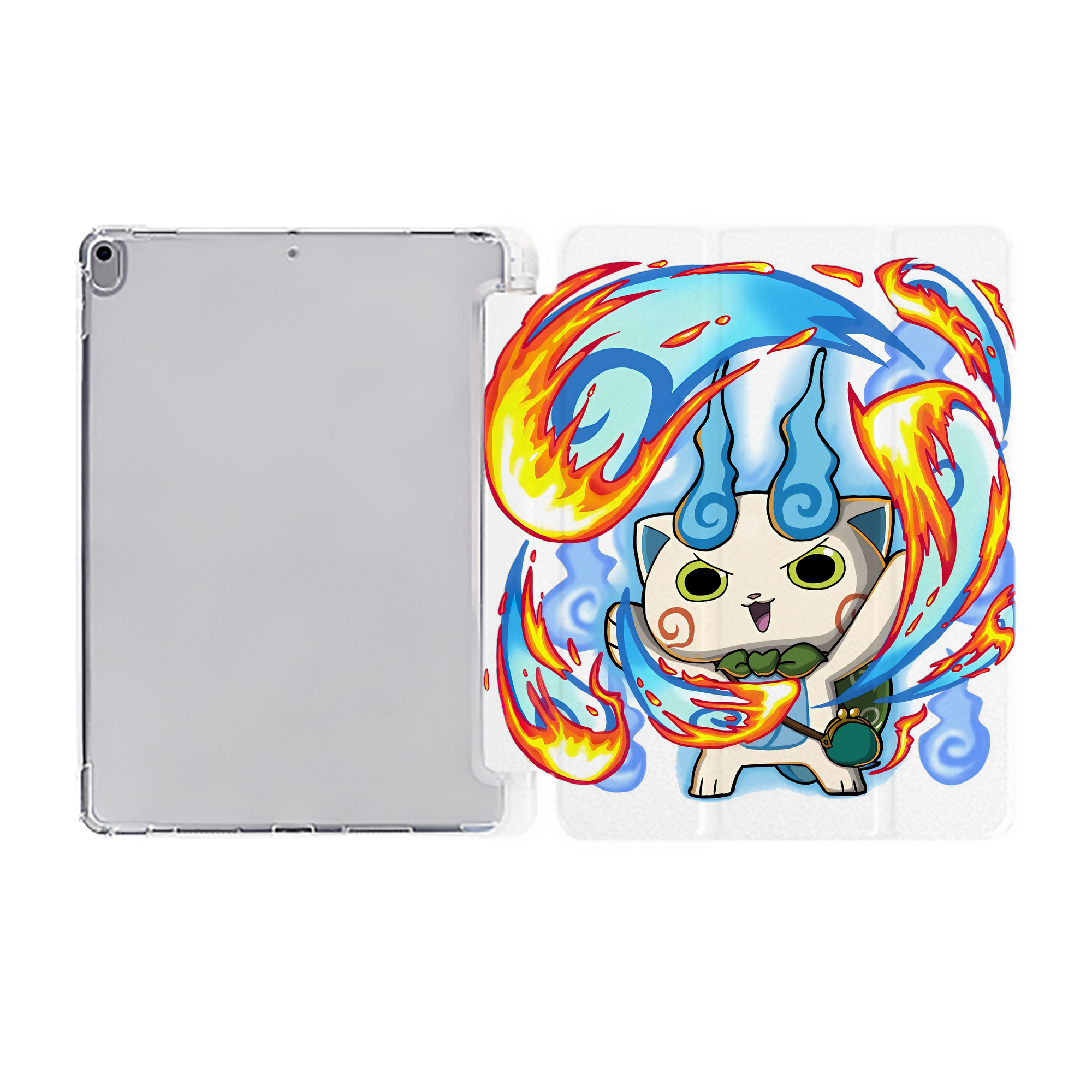 （画像用） 妖怪ウォッチ Yo-kai Watch IPad ケース ペン収納付き 三つ折りスタンド PUレザー×シリコン 対応機種9.5/10.5/10.9インチ